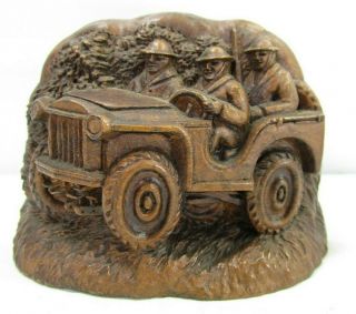 Rare 1941 1942 Vintage •bantam Jeep• Old Wwii Ww2 Army •syroco Wood Paperweight•