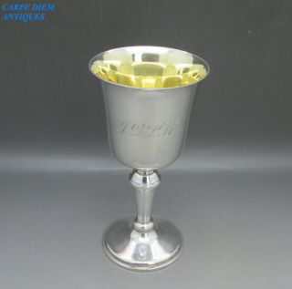 Good Quality Heavy Solid Sterling Silver Wine Goblet 171g B&co Birmingham 1974