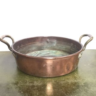 Antique Victorian Copper & Brass Jam / Preserving Pan Country Piece
