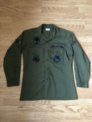 Vintage Us Army Air Force Og - 507 Utility Shirt Dura Press Size 15 1/2 - 33