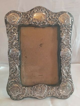 99p Antique Sterling Silver Easel Photo Frame 1904 Cherubs Embossed