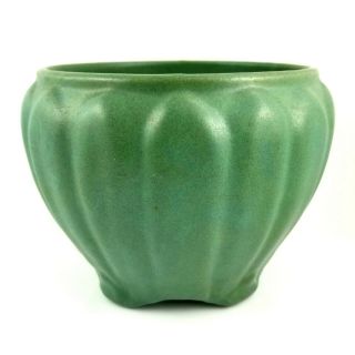 Zanesville Matte Green Arts and Crafts Vase antique mission pottery jardiniere 2