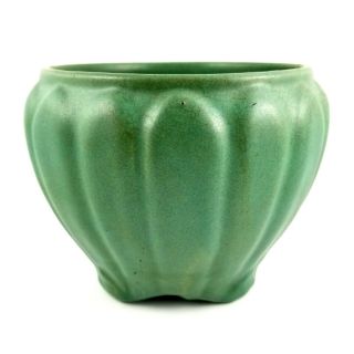 Zanesville Matte Green Arts and Crafts Vase antique mission pottery jardiniere 3