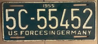 1955 U.  S.  Forces In Germany License Plate 5c - 55452 Us United States