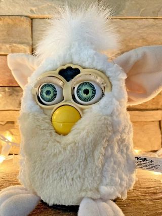 1998 Vintage Furby Babies Curly White Lamb Baby Has Tags 70 - 800 2