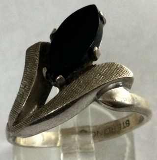 Gorgeous Vintage Estate Sterling Silver 925 Black Onyx Art Deco Ring Sz 8 Ay11