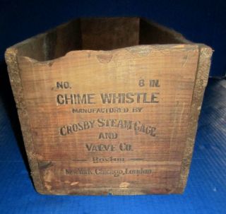Steam/air Whistle Wooden Box,  Crosby Steam Gage 6 " Chime Whistle (empty)