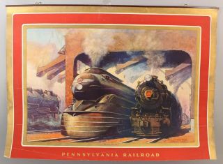 4 Lg Antique 1933 Grif Teller PRR Pennsylvania Railroad Locomotive Train Posters 2