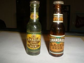 Vintage Canadian And Canadaigua Beer Mini Beer Bottle Salt And Pepper Ny - 14 - 18