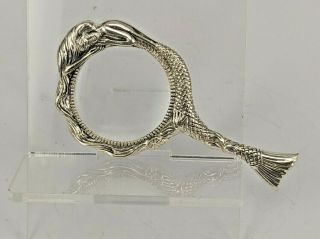 Unusual Sterling silver magnifying glass with a mermaid silver frame 2