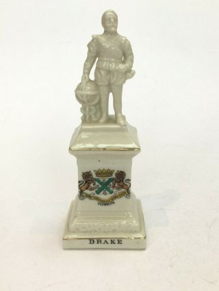 Vintage Crested China Souvenir Sir Francis Drake Statue Plymouth S Devon
