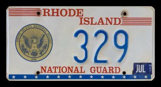Rare 1997 Rhode Island National Guard Auto License Plate " 329 " Ri Army Air