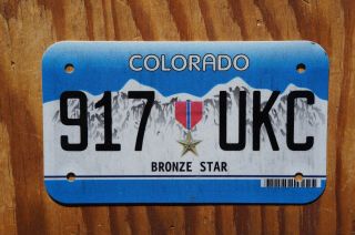 2015 Colorado Bronze Star Motorcycle License Plate - Military Veteran