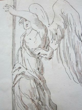 Antique Old Master Drawing C.  1780 - Study Of An Angel