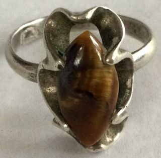 Gorgeous Vintage Estate Art Deco Sterling Silver 925 Tigers Iron Ring Sz 7 Ax19