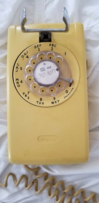Vintage Western Electric Yellow Wall Phone 554 BMP Rotary Wall Phone 2