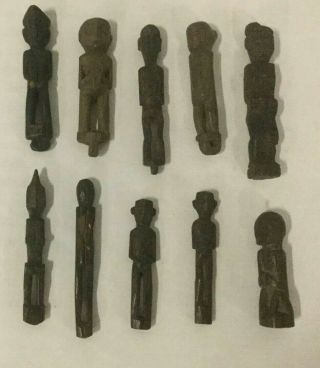 Antique African Tribal Art Wood Sculpture Carvings Of Natives