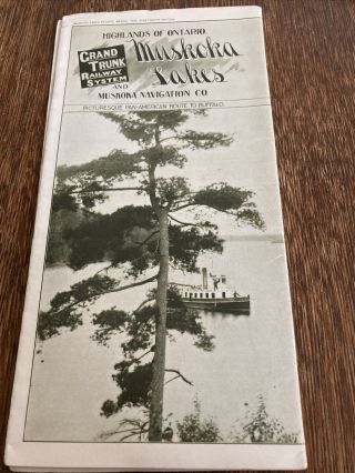 Rare 1900 Muskoka Lakes Brochure Grand Trunk Railway System Map