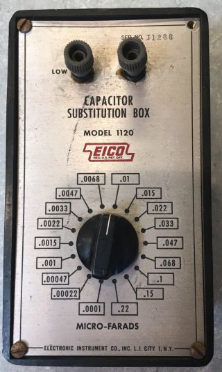 Vintage Eico Capacitor Substitution Box Model 1120 Micro - Farads.  0001 To.  22uf