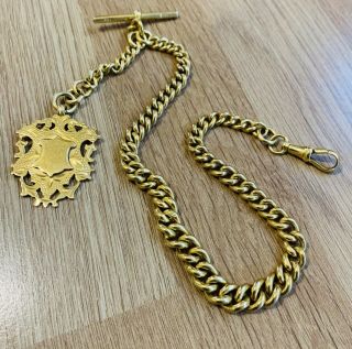 A Good Heavy Antique 18ct Gold On Solid Silver Graduated Pocket Watch Chain,  1899