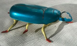 Vintage Tin Wind Up Mechanical Walking Beetle Toy,  5 Inches,  Occupied Japan