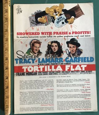 1930s Vintage Kapralik Printed Collage TORTILLA FLAT Movie Promo Poster 2