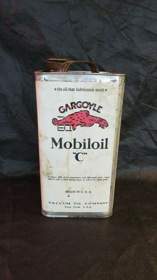 Antique Mobil Oil " C " Oil Can Gargoyle Vacuum Oil Company Gas Station 41