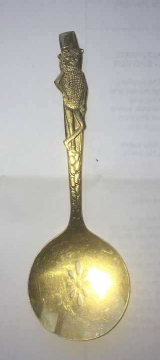 Vintage Brass Planter’s Peanut Man Souvenir Spoon 5 1/8”.  In