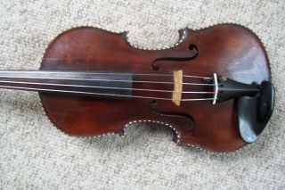 Antique Full Size Unmarked Violin Inlaid Edges With Case