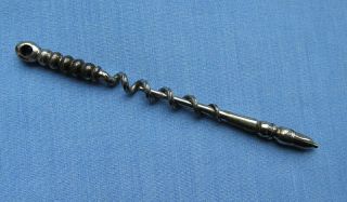 Large Antique Polished Steel Peg & Worm Pocket Corkscrew/acorn End/fluted Helix