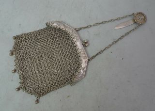 Chinese Silver Mesh Purse With Character Marks 69g A602017