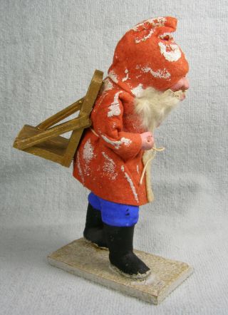 Antique German Christmas Composition Santa Claus Figure With Backpack 2
