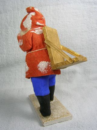 Antique German Christmas Composition Santa Claus Figure With Backpack 3