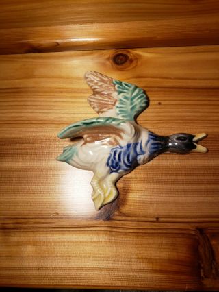 Vintage Mid Century Modern Ceramic Flying Duck Wall Pocket Vase Art Pottery