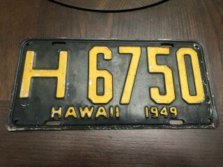 Vintage 1949 Hawaii License Plate Automobile Car