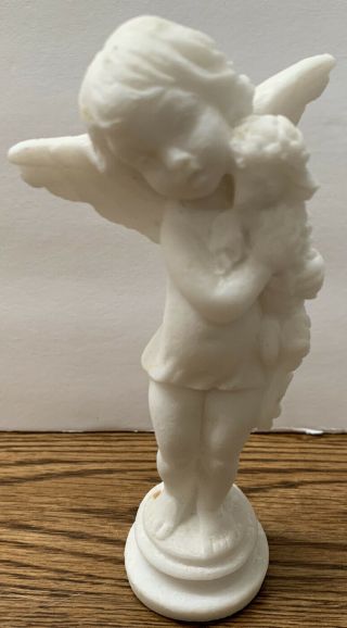 Vintage A.  Santini Alabaster Cherub Lamb Sculpture Classic Figure Made In Italy