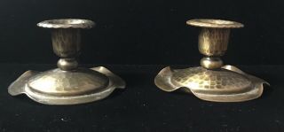 Roycroft Arts And Crafts Hammered Copper Candlesticks