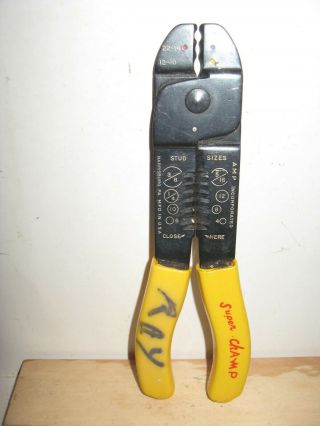 Vintage Wire Stripper,  Crimper,  Cutter Tool By Amp Inc - 7 1/2 " Long - Usa