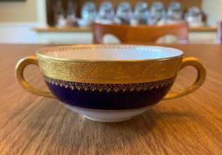 Vintage P.  L.  Limoges France M.  Redon Striking Gold And Colbolt Blue Tea Cup