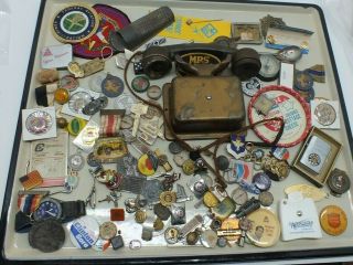 Junk Drawer Out 8 Telephone Military Pins Sterling Lighters Keys Awards