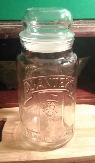 Vintage 1981 75th Anniversary Planters Mr.  Peanut Glass Jar With Lid