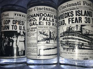 Set of 5 Vintage Drinking Glasses Advertising The Cincinnati Post Newspaper Ads 3