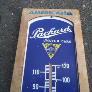 Vintage 1960s Packard Tin Litho Sign Thermometer With Box 2