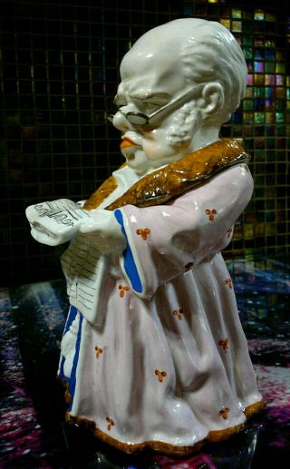 C1880 Antique Figural Porcelain Gent Reading The Times Tobacco Jar 10 " Tall