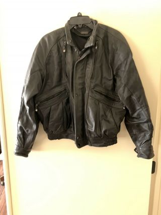 Men’s Vintage Harley Davidson Size 44 Black Leather Jacket With Snap Out Vest