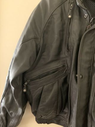 Men’s Vintage Harley Davidson Size 44 Black leather Jacket with snap out vest 3