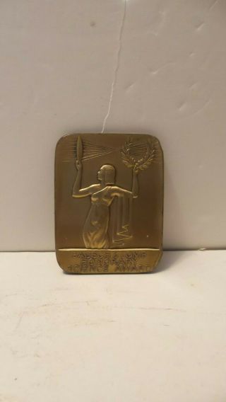 Vintage Art Deco Bausch & Lomb Honorary Science Award Bronze Medal Paperweight