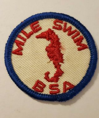 Vintage Boy Scouts Of America Mile Swim Round Patch Badge Bsa 1960 