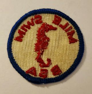 Vintage Boy Scouts of America Mile Swim Round Patch Badge BSA 1960 ' s 2