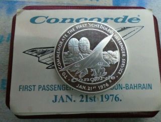 Concorde 1976 London - Bahrain Silver Proof Crownmedal - Boxed/coa